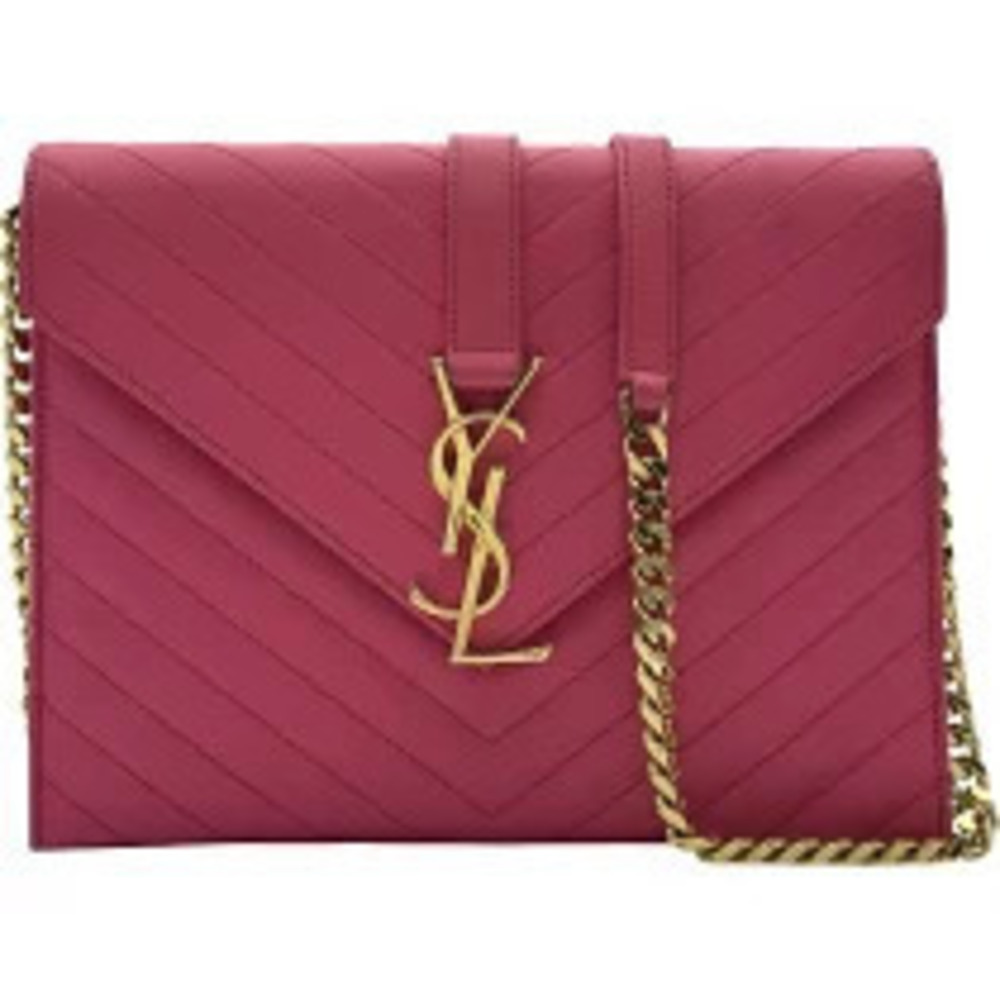 Saint Laurent Cassandra Chain Shoulder Bag Pink Leather